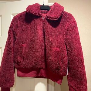 Burgundy Faux Fur jacket